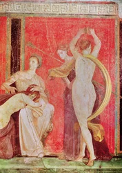 Femme flagellée et danseuse avec des cymbales, mur sud, Oecus 5, 60-50 av. J.-C.